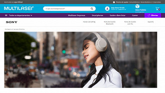Site da Multilaser com fones de ouvido Sony a venda. Fonte: Multilaser