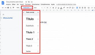 Para adicionar um título, clique na opção Texto Normal