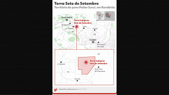Terra dos índios Paiter Suruí Sete de Setembro, localizada no estado de Rondônia. Fonte: G1 (globo)