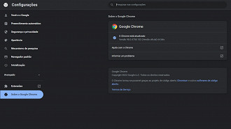 Captura de tela da ultima atualização disponibilizada para o navegador Google Chrome. Fonte: Vitor Valeri