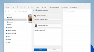 Integração do File Explorer com o Outlook. Fonte: windowslatest