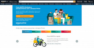 Captura de tela da página do Amazon Prime com descrição sobre os benefícios do serviço. Fonte: Vitor Valeri