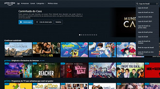 Passo 05 - Como acompanhar a transmissão dos jogos da Copa do Brasil no Amazon Prime: Captura de tela da página inicial do Amazon Prime Video. Fonte: Vitor Valeri