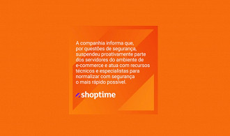 Mensagem exibida ao tentar acessar o site ShopTime (Crédito: ShopTime/Reprodução)