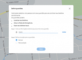 Os guardiões precisam ter uma conta Samsung