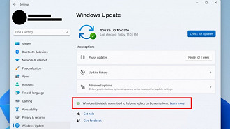 Aviso da Microsoft sobre suas ações para melhorar a pegada de carbono. Fonte: WindowsLatest