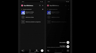 Capturas de tela mostrando o botão flutuante no Spotify. Fonte: AndroidPolice
