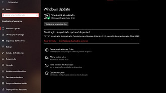 Captura de tela da atualização KB5011543 do Windows 10 versão 21H2. Fonte: Vitor Valeri