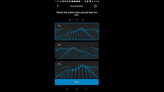 Captura de tela do recurso Sound Check no app Sennheiser Smart Control. Fonte: Vitor Valeri