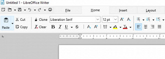 Resultado da adição das guias dos menus do Microsoft Office no LibreOffice.