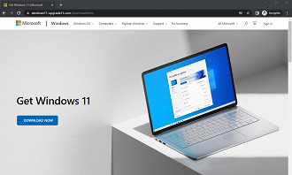 Site fake da Microsoft para o download do Windows 11. Fonte: bleepingcomputer