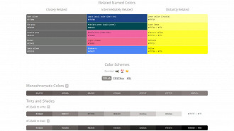 Combinando cores através do site Encycolorpedia.