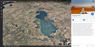Captura de tela no Google Earth da Redução dos lagos, Lago Urmia, Irã. Fonte: Google Earth