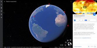 Captura de tela no Google Earth da Elevação da temperatura, Uma perspectiva global. Fonte: Google Earth