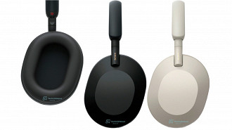Parte interna e externa das ear cups (conchas) do headphone sem fio Bluetooth com ANC Sony WH-1000XM5. Fonte: techniknews Parte interna e externa das ear cups (conchas) do headphone sem fio Bluetooth com ANC Sony WH-1000XM5. Fonte: techniknews