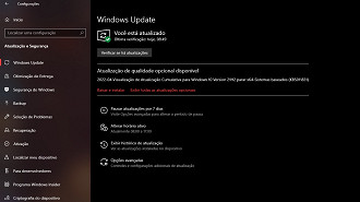 Captura de tela da atualização KB5011831 do Windows 10 versão 21H2. Fonte: Vitor Valeri