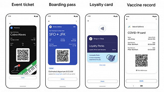 Com o Google Wallet, será possível inserir informações sobre infressos de shows, tickets de embarque, cartões de crédito, carteira de vacinação e muito mais. (Crédito: Google/Divulgação)