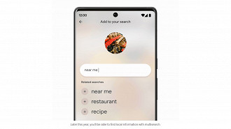 Utilização dos recursos multisearch e near me no aplicativo Google para encontrar informações sobre o objeto da foto tirada (ou imagem pronta). Fonte: Google
