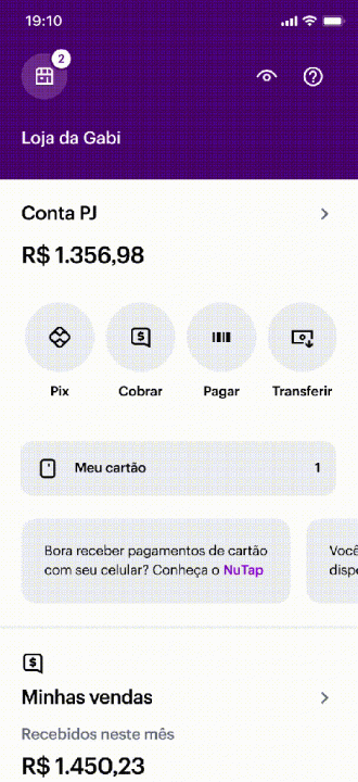 Como ter acesso ao NuTap no celular. Fonte: Nubank