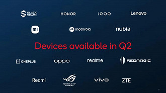 Xiaomi, Realme, ZTE, Oppo, Motorola e Honor são alguns nomes para lançar celulares com os novos processadores (Crédito: Qualcomm/Reprodução)