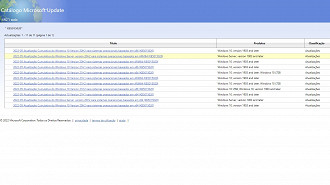Captura de tela do Catálogo Microsoft Update. Fonte: Microsoft