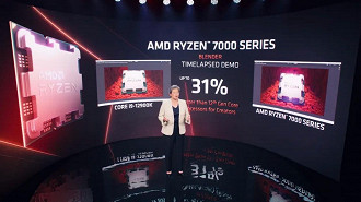 Em Ghostwire: Tokyo, o suposto Ryzen 9 7950X apresentou clocks de cerca de 5,5 GHz (Imagem: AMD)