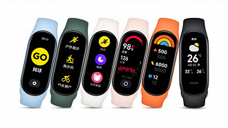 Telas com informações para os exercícios na Mi Band 7. Fonte: Xiaomi