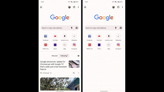 Capturas de tela de antes e depois da ativação do recurso feed ablation no Google Chrome para Android. Fonte: 9to5google