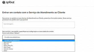 Como Reportar um problema ou sugerir melhorias da Qobuz. Fonte: Vitor Valeri