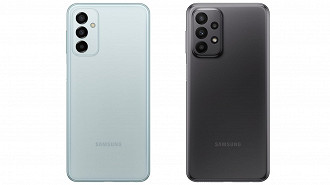 Galaxy M23 5G na esquerda, Galaxy A13 na direita (Crédito: Oficina da Net)