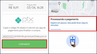 Passo 08 a 10 de como pagar uma corrido do Uber com o Pix.