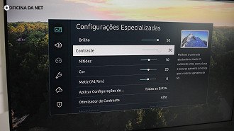 Menu de configurações é super completo