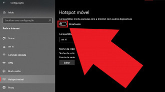 Passo 05 - Solução temporária para solucionar o problema do ponto de acesso Wi-Fi (hotspot móvel) no Windows 10. Fonte: Vitor Valeri