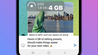 Capacidade de fazer upload de arquivos de 4GB no Telegram Premium. Fonte: Telegram