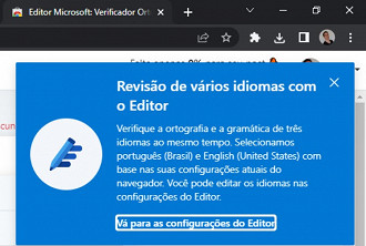Extensão do Microsoft Editor no navegador Chrome. Fonte: Vitor Valeri