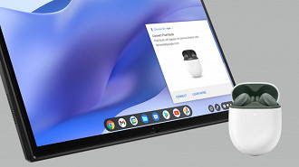 Recurso Fast Pair implementado no Chromebook. Fonte: Google