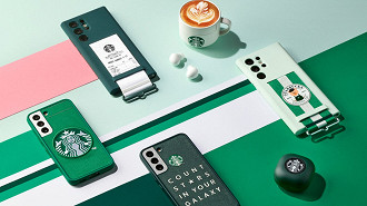 Produtos Samsung lançados em parceria com a Starbucks. Fonte: Starbucks