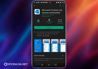 Captura de tela do Outlook Lite da Play Store brasileira. Fonte: Vitor Valeri