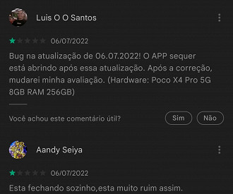 Captura de tela de avaliação do Google Notícias Play Store. Fonte: Vitor Valeri Captura de tela de avaliação do Google Notícias Play Store. Fonte: Vitor Valeri