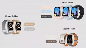 O Huawei Watch Fit 2 chega em diferentes opções de cores e acabamento