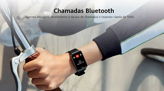 Não só atender e recusar chamadas, mas com a Watch Fit 2 é possível falar e ouvir a ligação quando conectada ao seu celular por meio do Bluetooth