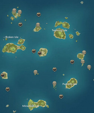 Localização de todos os 24 baús do Arquipélago da Maçã Dourada (Golden Apple Archipelago)