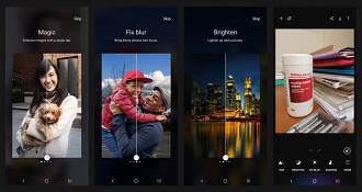 Capturas de tela mostrando os recursos do aplicativo Galaxy Enhance-X da Samsung. Fonte; Samsung