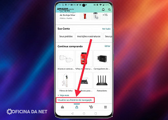 Passo 03 - Como excluir o histórico de navegação da Amazon no app para Android e iOS (iPhone). Fonte: Vitor Valeri