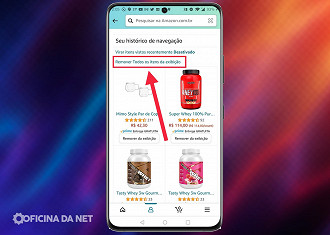 Passo 04 - Como excluir o histórico de navegação da Amazon no app para Android e iOS (iPhone). Fonte: Vitor Valeri