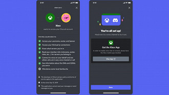 Processo de utilização do bate-papo de voz do Discord no console Xbox. Fonte: Microsoft