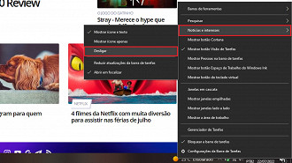 Passo 02 e 03 - Como desativar o Notícias e interesses do Windows. Fonte: Vitor Valeri