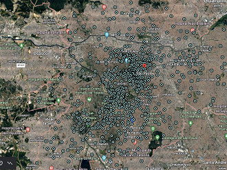 Mapa mostra onde as antenas de baixa frequência estão localizadas em toda a capital paulista (Crédito: Anatel/Google Earth/Reprodução)