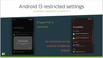 Malware acessa o Serviço de Acessibilidade do Android 13 e obtém privilégios elevados. Fonte: threatfabric