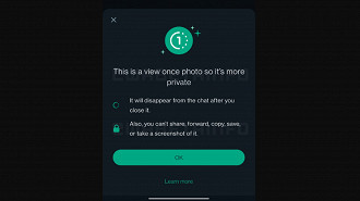 Captura de tela do recurso de bloqueio de captura de tela de mensagens de visualização única no WhatsApp. Fonte: WABetainfo